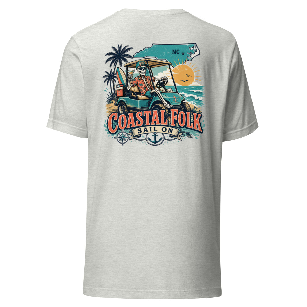Coastal Folk: NC Cruisin' T-Shirt in Ash, back view