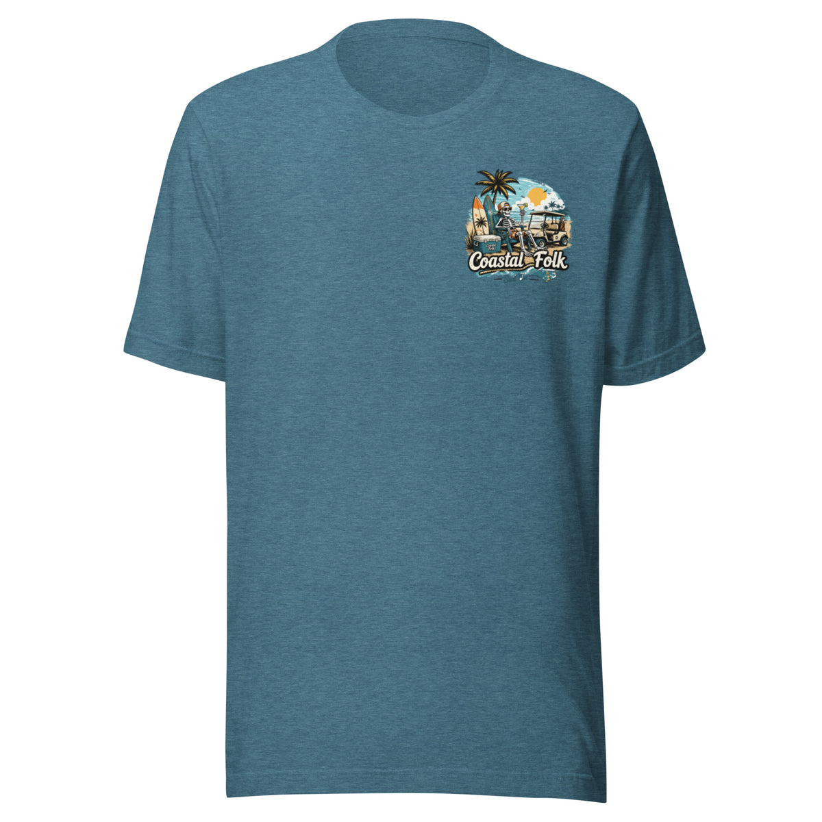 Coastal Folk: Salty & Relaxed T-Shirt in Heather Deep Teal, front view