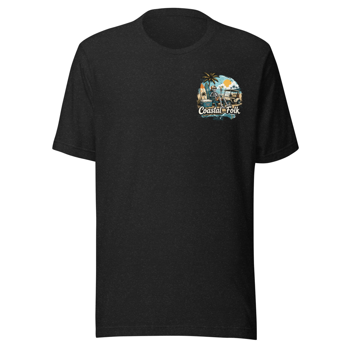 Coastal Folk: Salty & Relaxed T-Shirt in Black Heather, front view