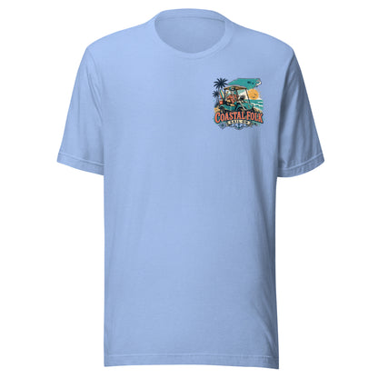 Coastal Folk: NC Cruisin' T-Shirt in Heather Carolina Blue, front view