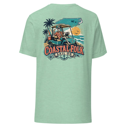 Coastal Folk: NC Cruisin' T-Shirt in Heather Prism Mint, back view