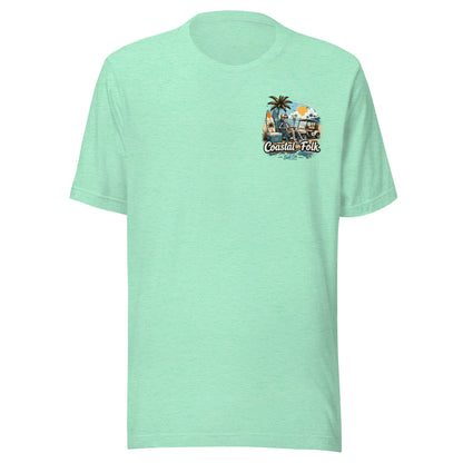 Coastal Folk: Salty & Relaxed T-Shirt in Heather Mint, front view