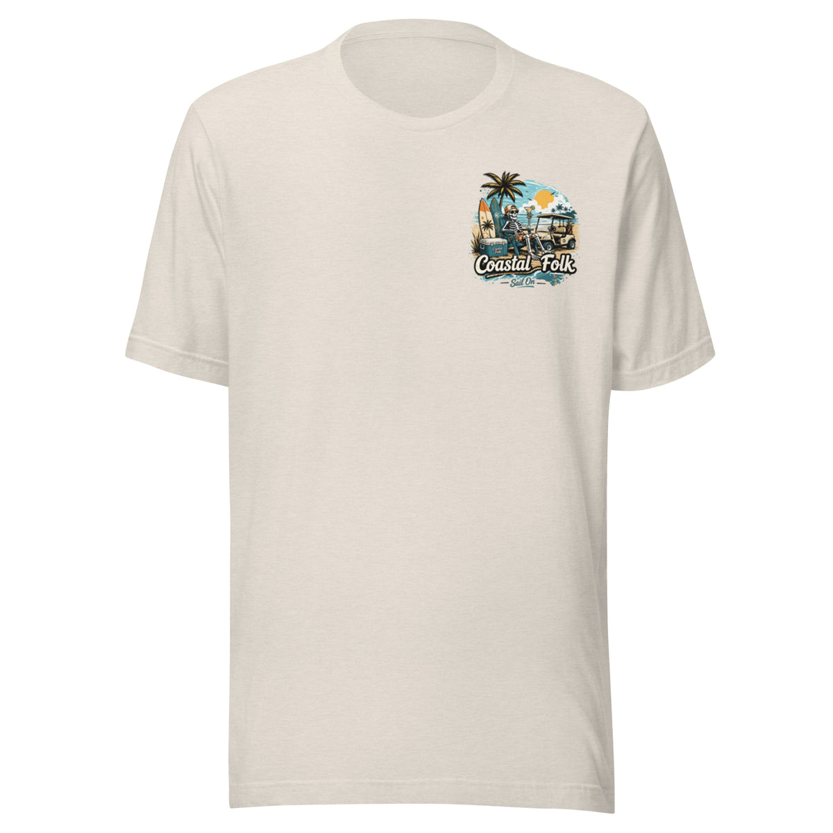 Coastal Folk: Salty & Relaxed T-Shirt in Heather Dust, front view