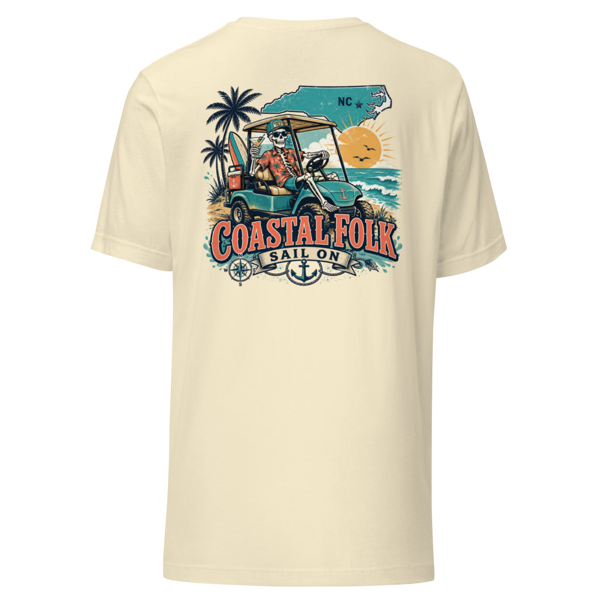 Coastal Folk: NC Cruisin' T-Shirt in Natural, back view