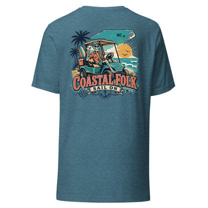 Coastal Folk: NC Cruisin' T-Shirt in Heather Deep Teal, back view