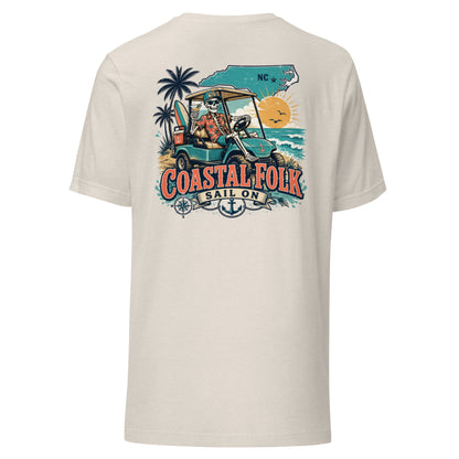 Coastal Folk: NC Cruisin' T-Shirt in Heather Dust, back view