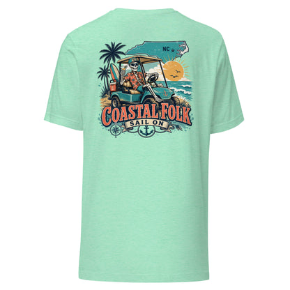 Coastal Folk: NC Cruisin' T-Shirt in Heather Mint, back view