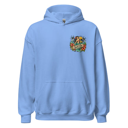 Coastal Mermaid Hoodie in Carolina Blue, front view with Sail On left-chest logo