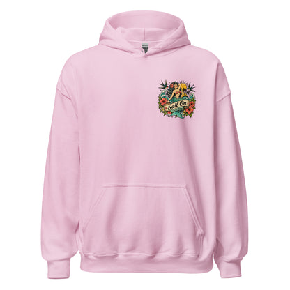 Coastal Mermaid Hoodie in Light Pink, front view with Sail On left-chest logo