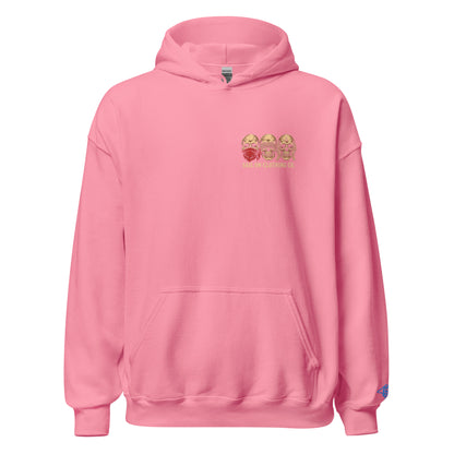 Tri Skulls Hoodie - Azalea - front