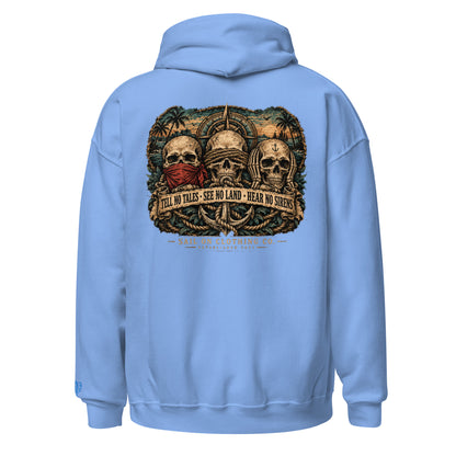 Tri Skulls Hoodie - Carolina Blue - back