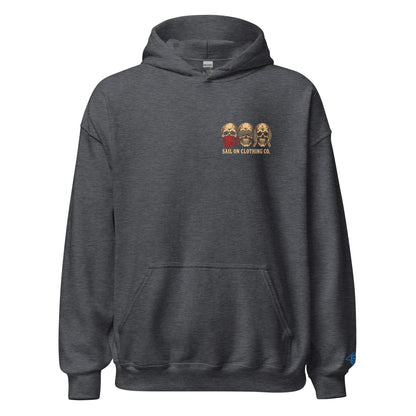 Tri Skulls Hoodie - Dark Heather - front