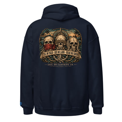 Tri Skulls Hoodie - Navy - back