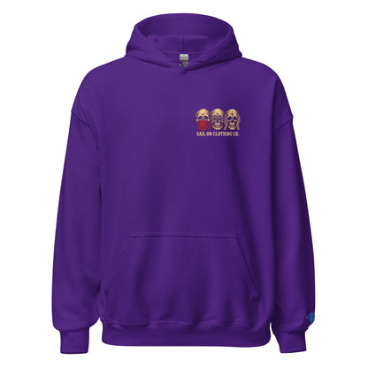 Tri Skulls Hoodie - Purple - front