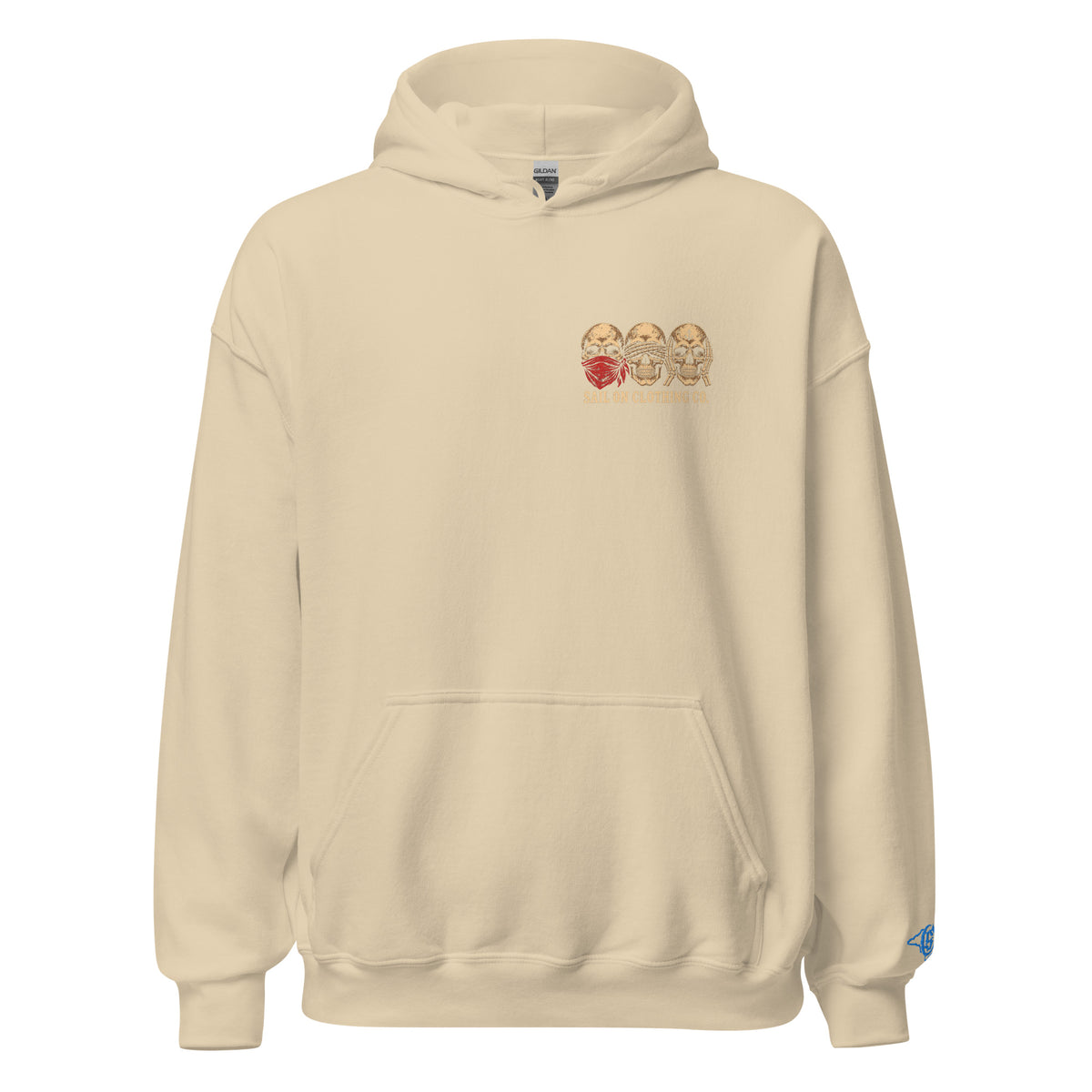 Tri Skulls Hoodie - Sand - front