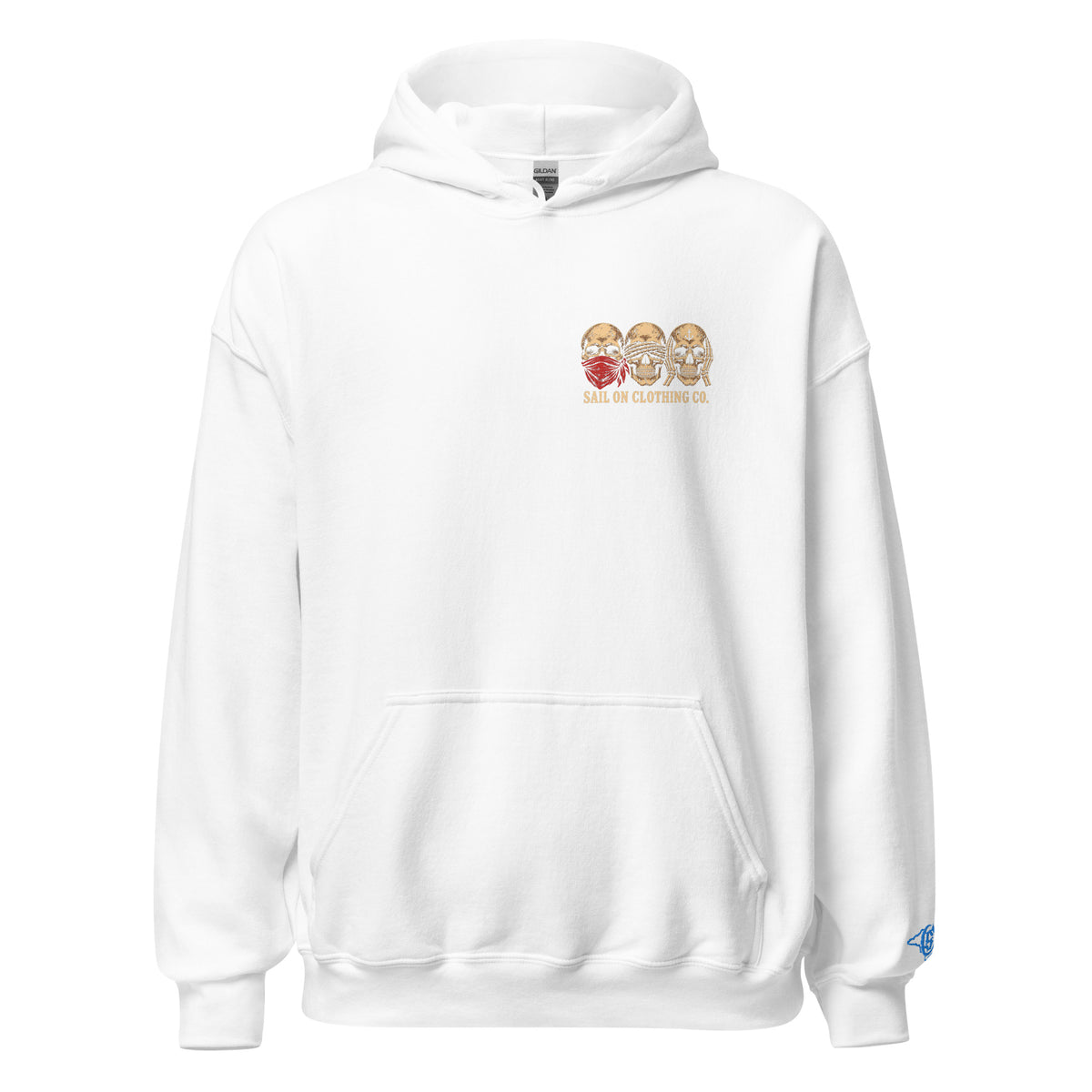 Tri Skulls Hoodie - White - front