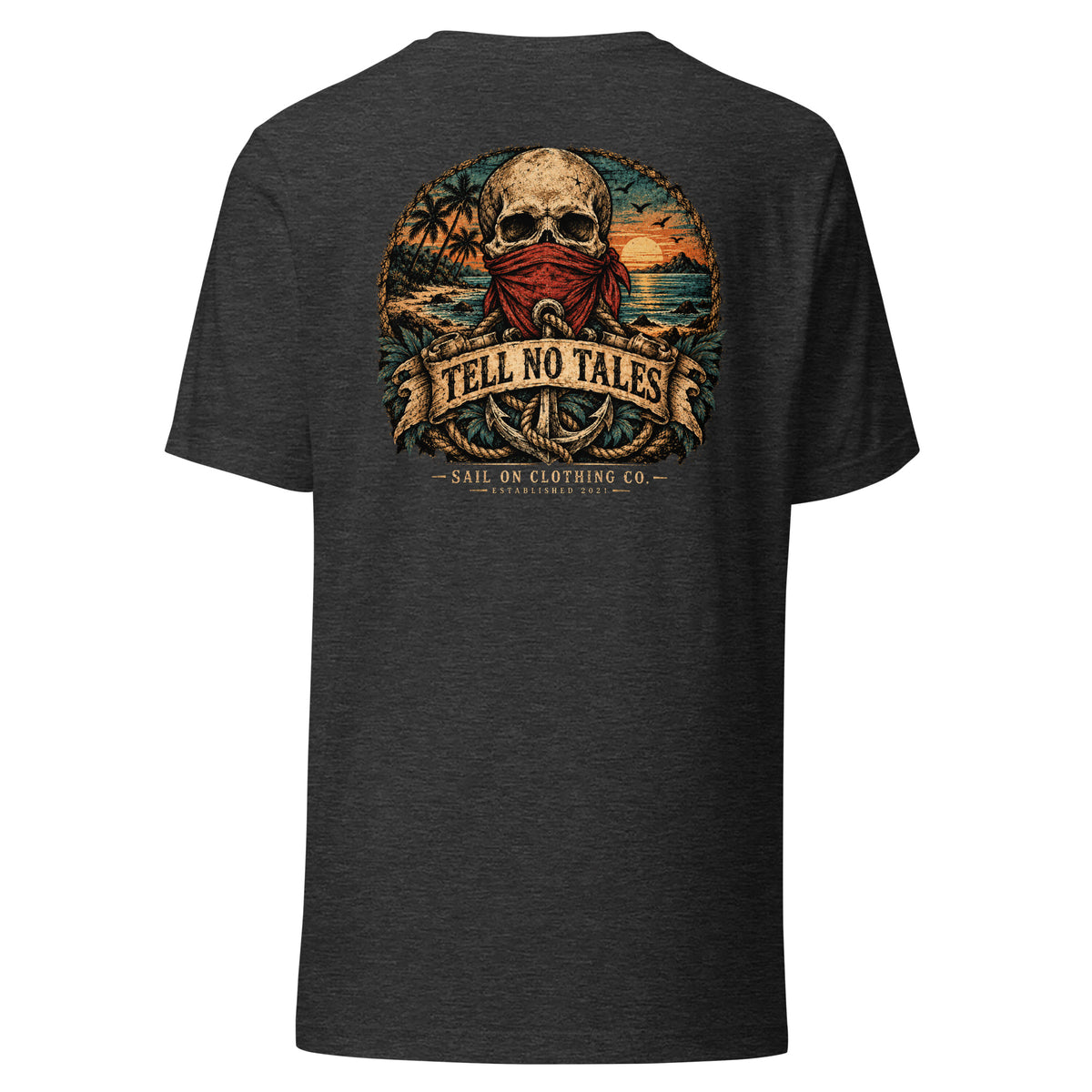 Tell No Tales tee - Dark Grey Heather - back