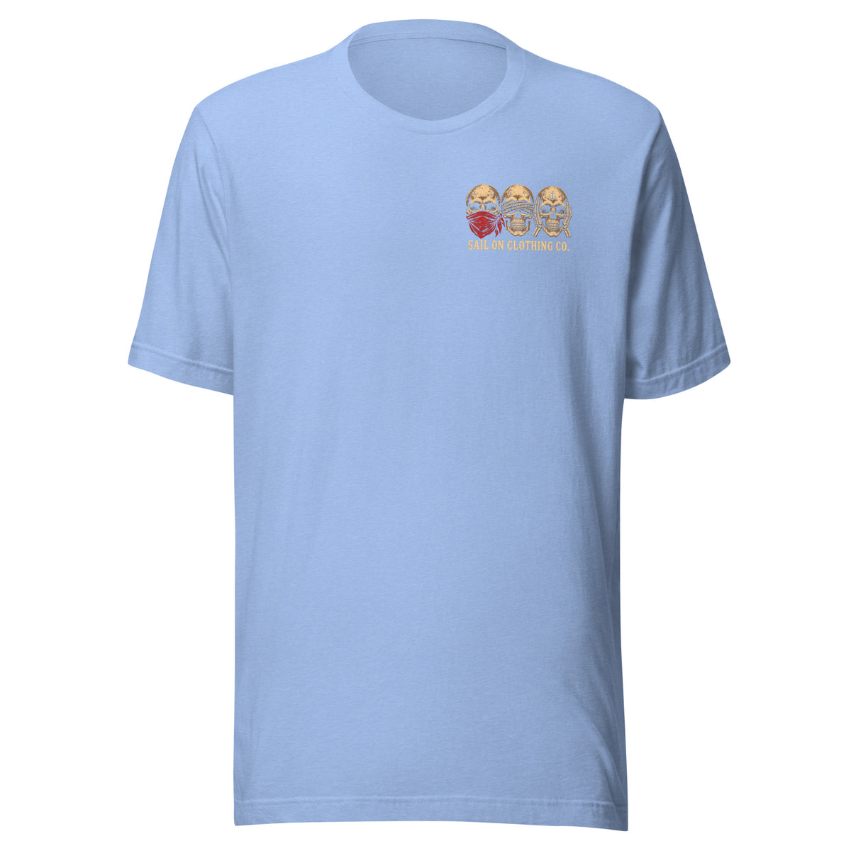 Tell No Tales tee - Heather Carolina Blue - front