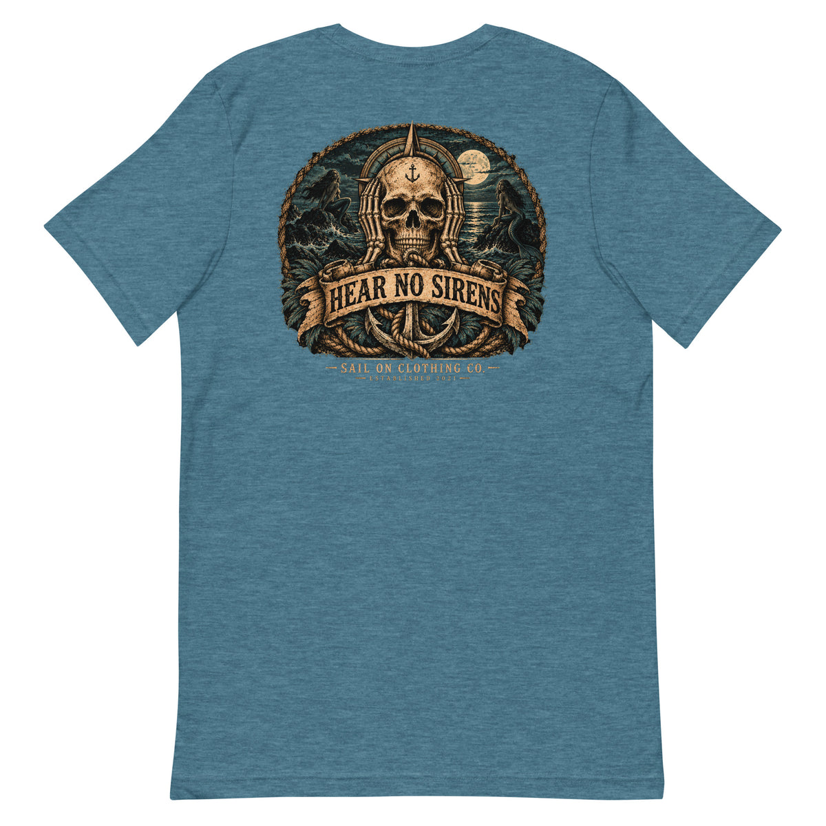 Hear No Sirens tee - Heather Deep Teal - back