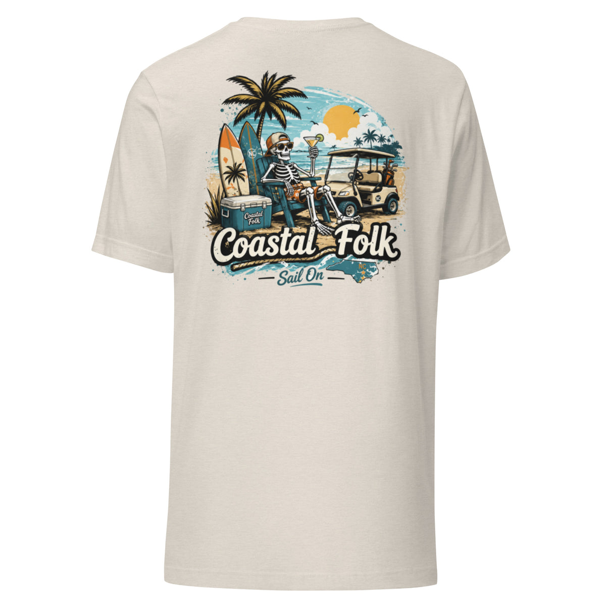Coastal Folk: Salty & Relaxed T-Shirt in Heather Dust, back view