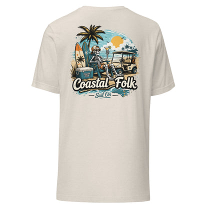 Coastal Folk: Salty & Relaxed T-Shirt in Heather Dust, back view
