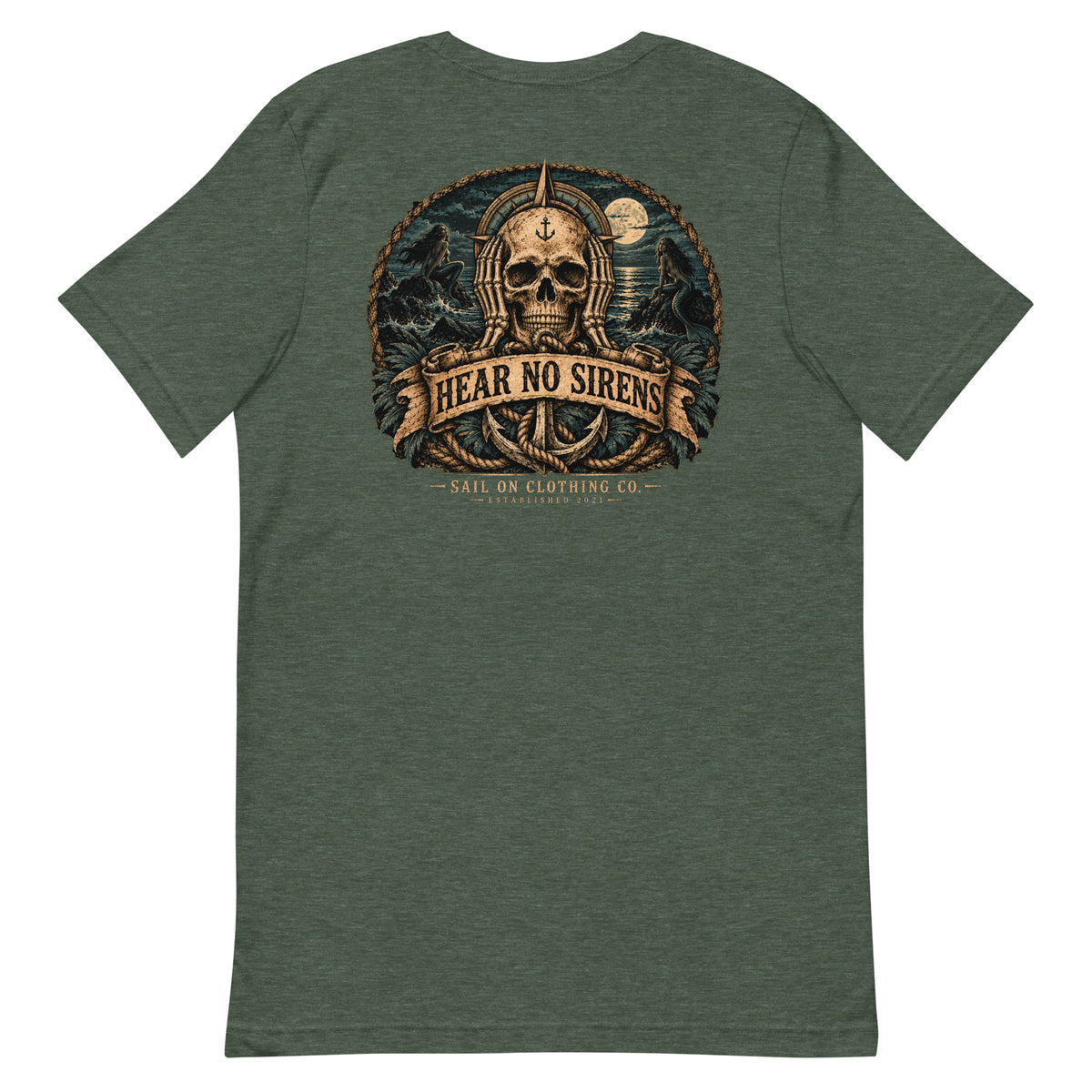 Hear No Sirens tee - Heather Forest - back