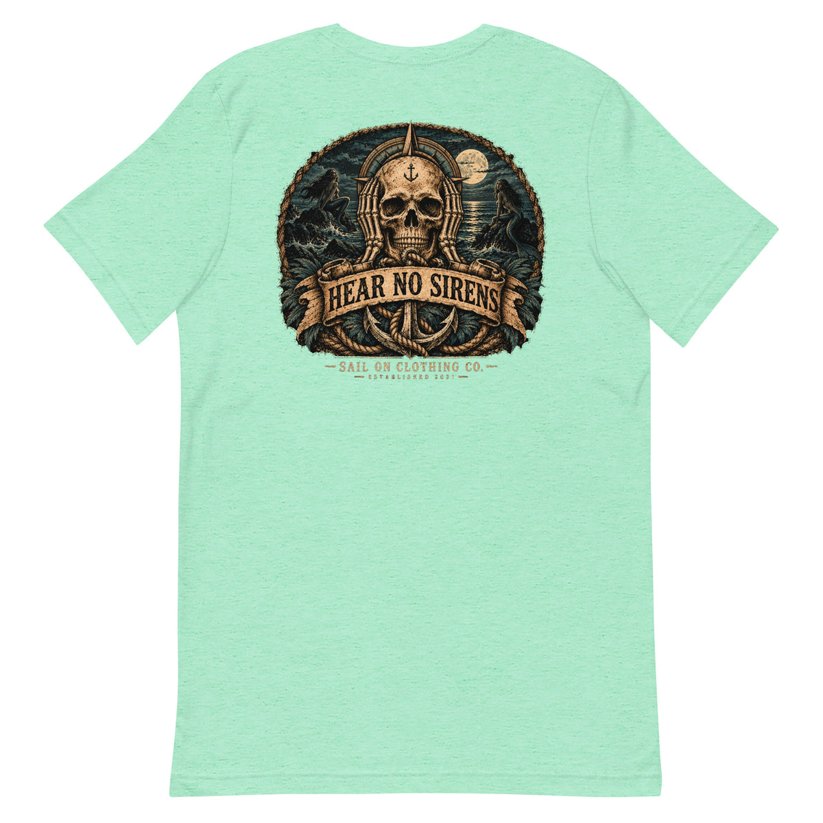 Hear No Sirens tee - Heather Mint - back