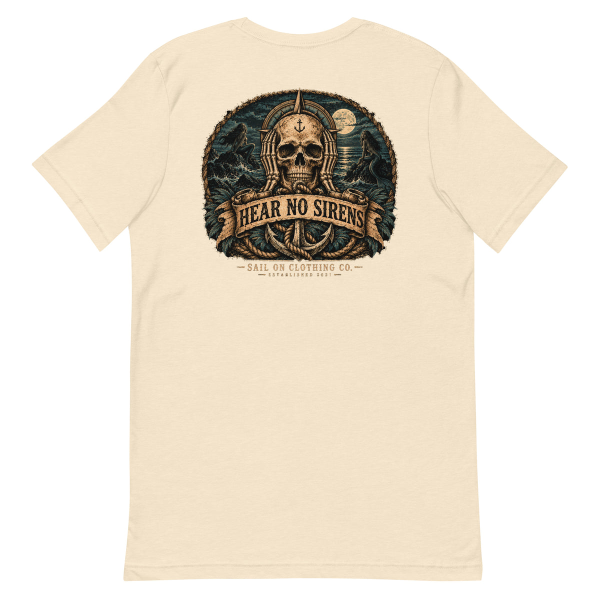 Hear No Sirens tee - Heather Natural - back