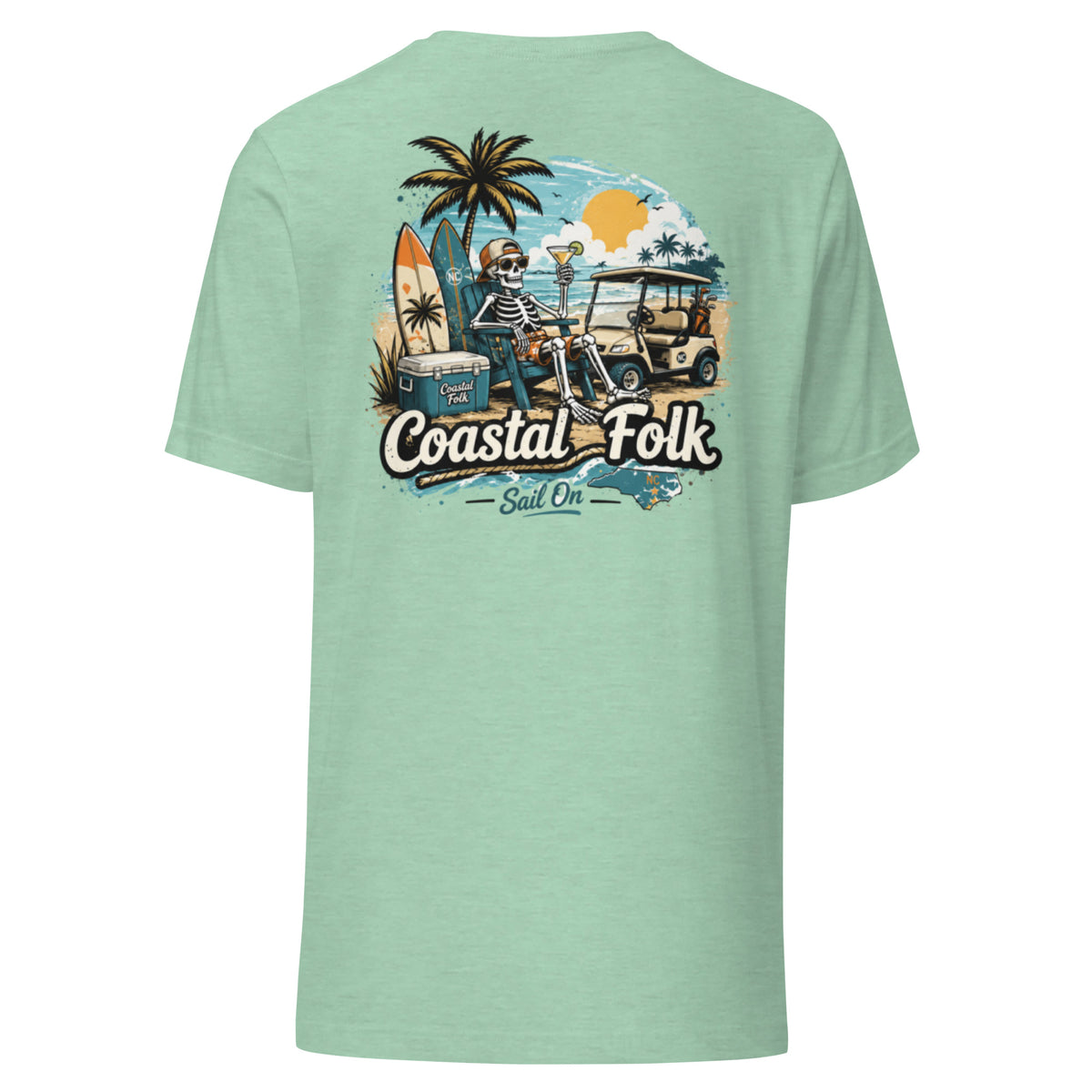 Coastal Folk: Salty & Relaxed T-Shirt in Heather Prism Mint, back view