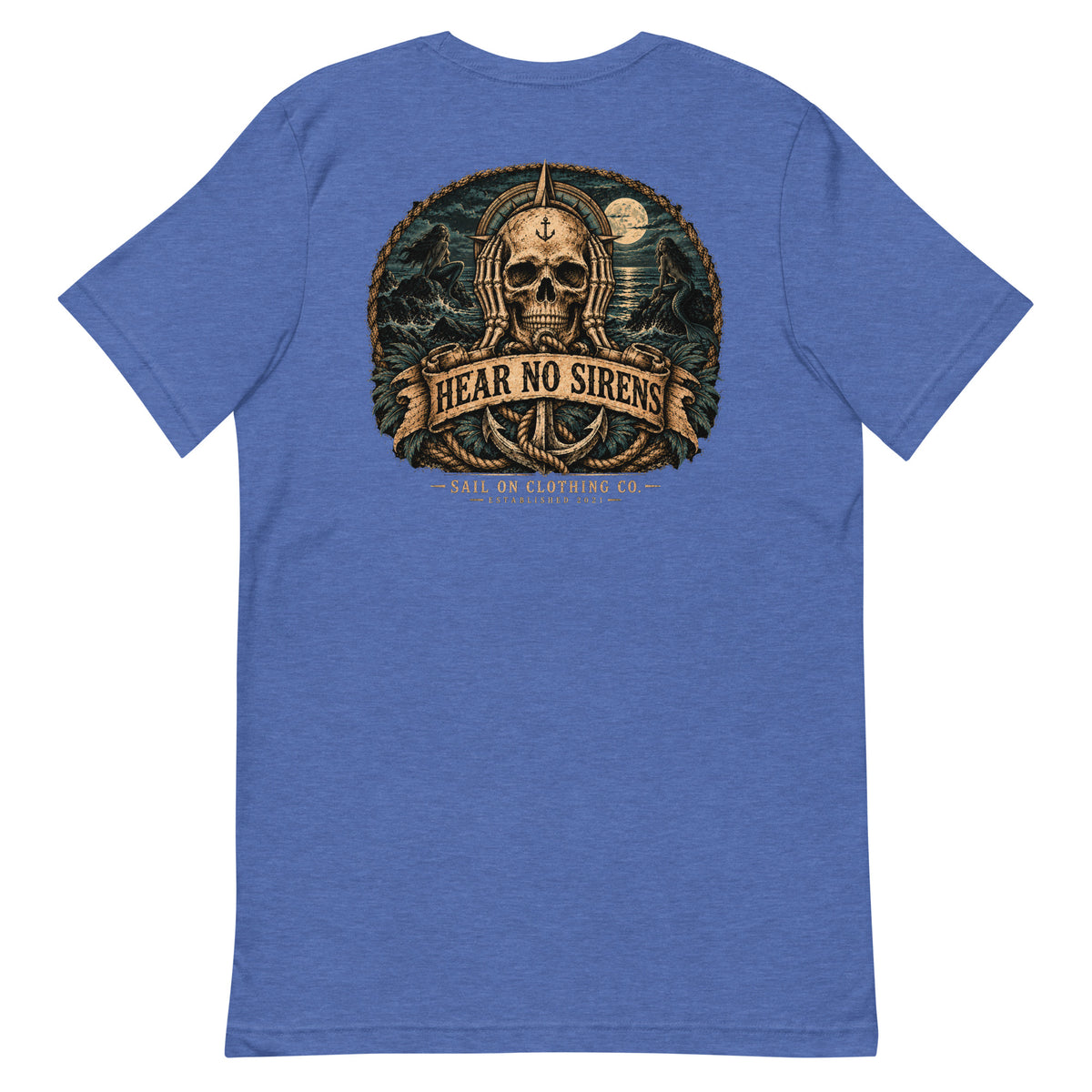 Hear No Sirens tee - Heather True Royal - back