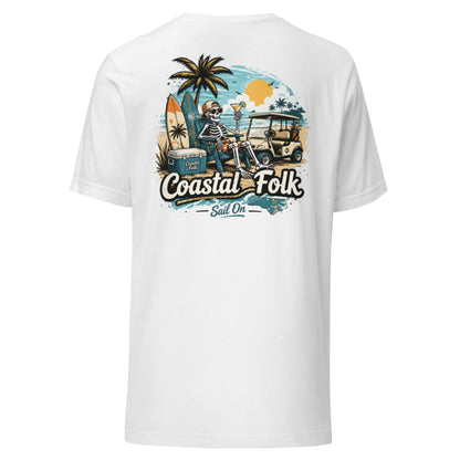 Coastal Folk: Salty & Relaxed T-Shirt in Solid White Blend, back view